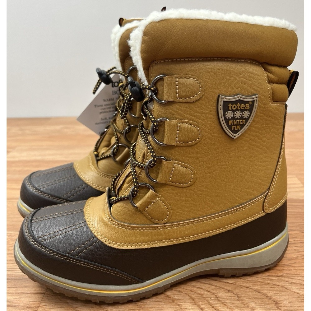 Totes Kids Boys Drake Winter Snow Boots in Wheat Size 3 Insulated NEW